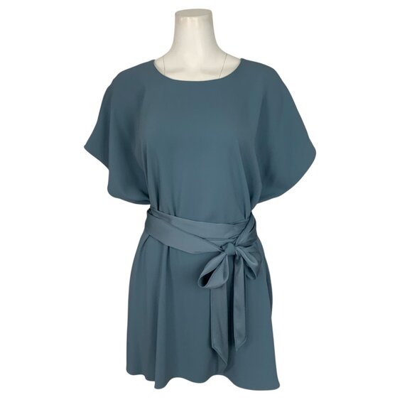 MM LaFleur Selena Top XL Waterfall Blue Sleeveless Tunic Tie Sash Quiet Luxury - Picture 13 of 13